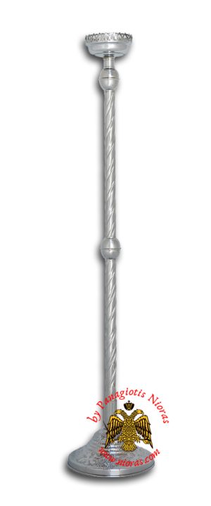 Orthodox Church Processional Candlestick With Base Nickel 24x120cm