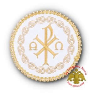 Βελουδινο Ριπίδιo με Χρυσοκλωστη ΑΡΧΩ Λευκό 16cm