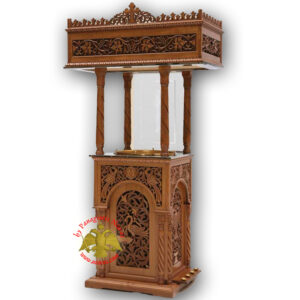 Orthodox Church Wood Carved Candelabra Sinlge Candle Tray Ø 50cm With Vine Decorations