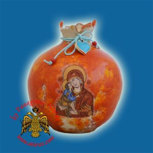 Κεραμικό Ρόδι Πορτοκαλί Κόκκινο Χρώμα με Χαλκομανία