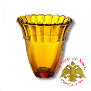 Replacement Oil Candle Votive Glass Cup Flower A' Natural Amber