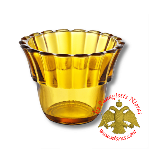 Replacement Oil Candle Votive Glass Cup Flower B' Natural Amber (set of 2)