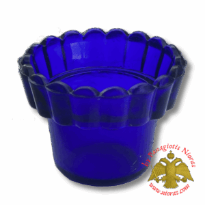 Replacement Oil Candle Glass Cup Design Flower D Blue