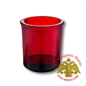 Replacement Oil Candle Glass Cup Design Cross Natural Red