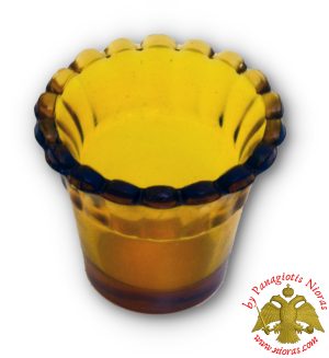 Replacement Oil Candle Glass Cup Design Flower C' Natural Amber