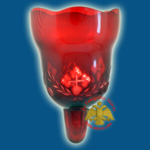 Κανδηλόκουπα Λουσέρνα Χαρακτή Σταυρός Κόκκινη - Διάφανο