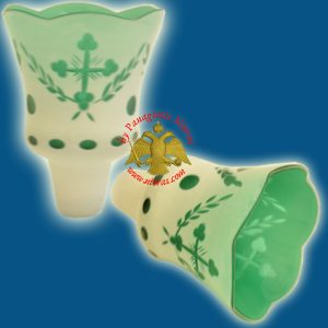 Κανδηλόκουπα Λουσέρνα Χαρακτή Σταυρός Λευκο - Πράσινο