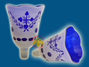 Κανδηλόκουπα Λουσέρνα Χαρακτή Σταυρός Λευκο - Μπλε