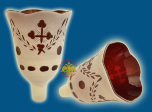 Κανδηλόκουπα Λουσέρνα Χαρακτή Σταυρός Λευκο - Κοκκινο