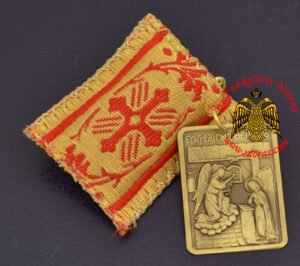Amulet - Pendant Rectangular with Metal Icon of Annunciation