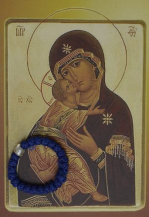 Prayer Rope Finger Ring Size waxed thread Blue