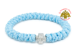 Orthodox Prayer Rope Satin Elastic Turquoise with Cross