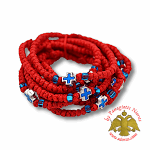 Orthodox Christian Orange Prayer Rope with Metal Cross