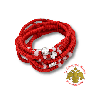 Orthodox Christian Orange Prayer Rope with Metal Cross