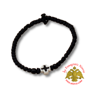 Orthodox Christian Black Prayer Rope with Metal Cross
