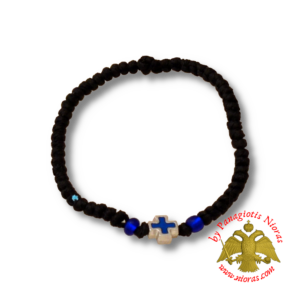 Orthodox Christian Black Prayer Rope with Metal Cross