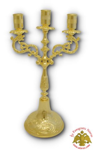 Ορθόδοξο Κηροπήγιο Αγίας Τραπέζης Επίχρυσο 30cm