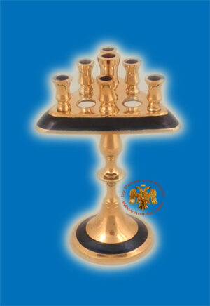 Minature Candle Stand Triangle Blue 17cm