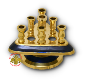 Metal Brass Candle Stand Triangular Blue 9cm