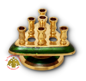 Metal Brass Candle Stand Triangular Green 9cm