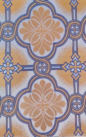 Orthodox Clerics Vestment Fabric White Base with Blue Cross Details