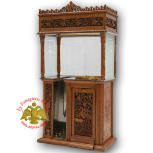 Orthodox Church Wood Carved Candelabra Single Candle Tray Ø 50cm With Vine Decoration