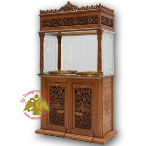 Orthodox Church Wood Carved Candelabra Double Candle Tray Ø 50cm With Vine Decorations