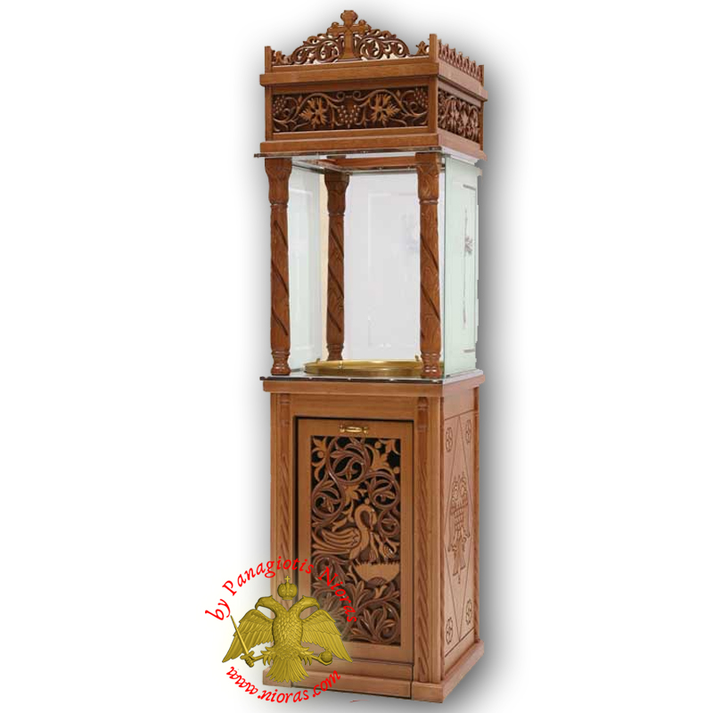 Orthodox Church Wooden Carved Candelabra Single Candle Tray Ø 50cm With Vine Decorations