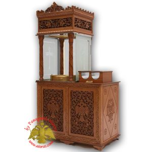 Orthodox Church Wooden Carved Candelabra Single Candle Tray Ø 50cm With Double Candle Case