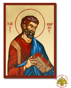 Saint Mark the Apostle Byzantine Wooden Icon on Canvas
