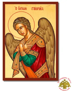 Archangel Gabriel Byzantine Wooden Icon on Canvas