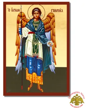 Archangel Gabriel Byzantine Wooden Icon on Canvas