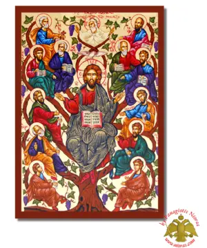 Christ The Vine Orthodox Tree Byzantine Wooden Icon on Canvas