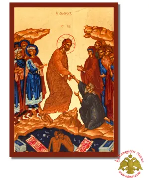 Christ The Resurrection Byzantine Wooden Icon n Canvas