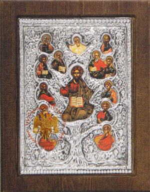 Christ the Vine Tree Silver Plated Icon 19 x 24