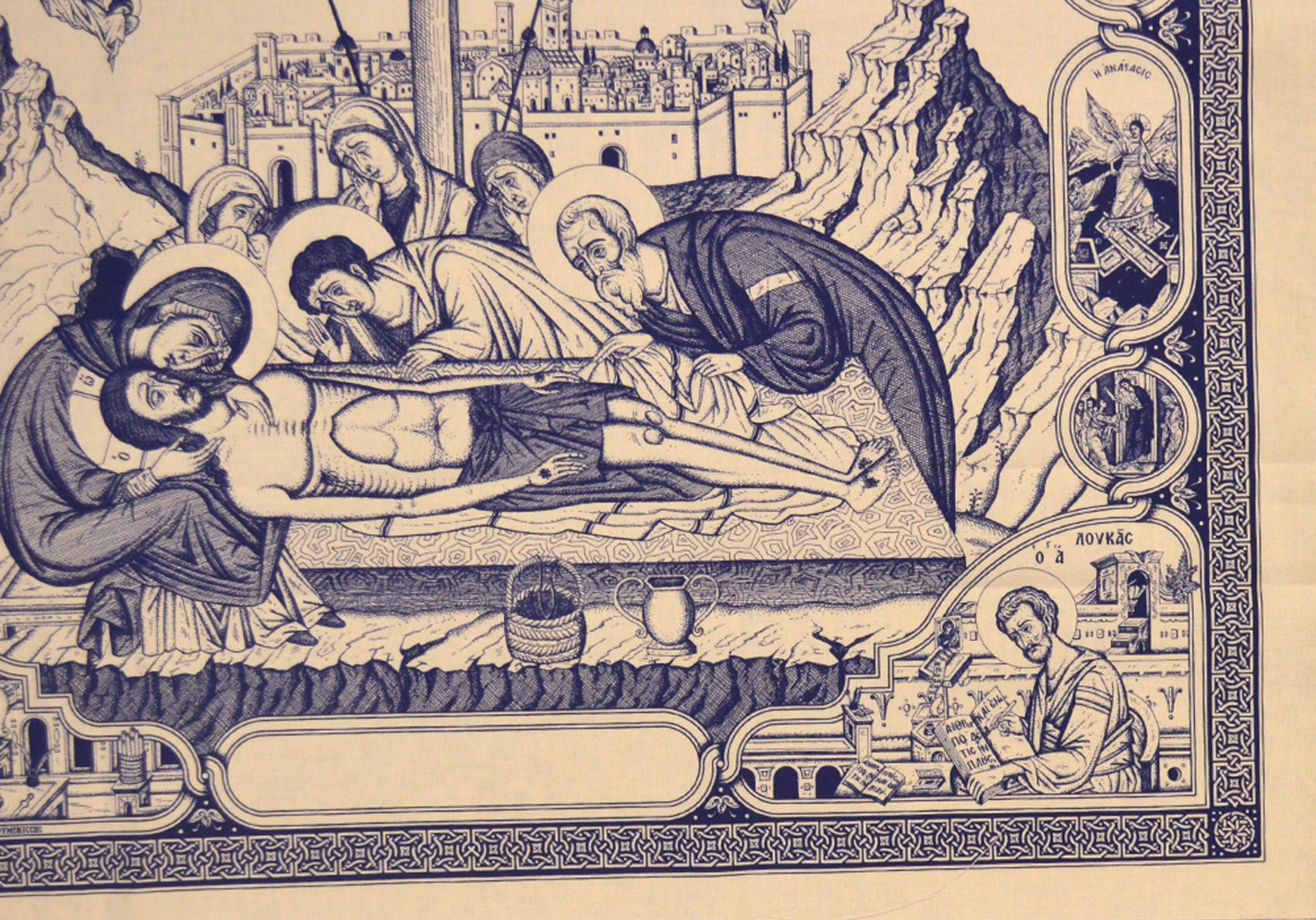 Antiminsion-Orthodox-Altar-Blue-in-White-Cloth-Base-B