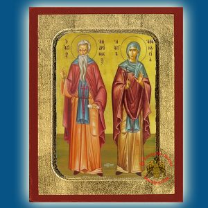 Saint Andronicus and Saint Athanasia Byzantine Wooden Icon