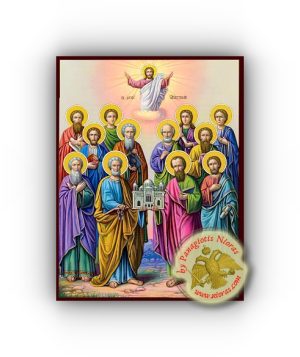 Σύναξη των δώδεκα Αγίων Αποστόλων - Νεοκλασσική Ξύλινη Εικόνα