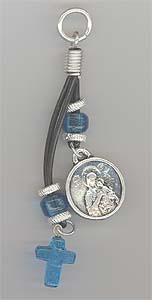 Tirkouaz Glass Cross With Theotokos and St.Christopher Metal Ico