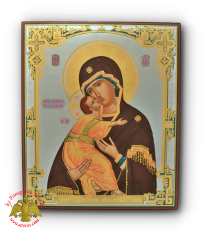 Εικόνα Ασημοχρυσοτυπία Παναγία Γλυκοφιλούσα 33x40cm