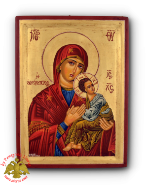 Hagiography Icon Panagia Amolyntos on Natural Wood 30x40cm