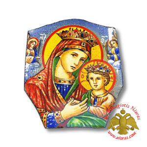 Enamel Holy Icon Theotokos Holy Virgin Mary With Angels