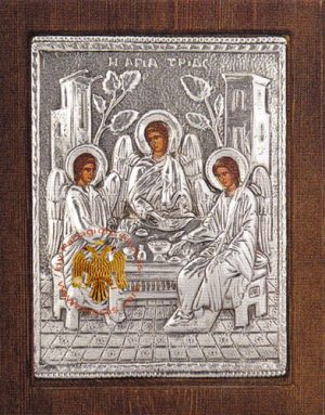 Hospitality of Abraham Silver Plated Icon 19 x 24