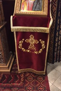 Orthodox Iconostasis Velvet Cover with Golden Cross and Wheat Ears Embroidery - Image 3