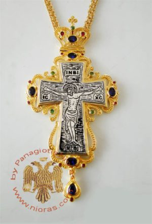 Pectoral Cross Design 186d Gold Plated Brass Zirgon Stone