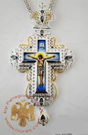Pectoral Cross Design 191b Silver Plated Brass Zirgon Stone