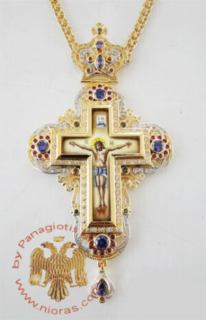 Pectoral Cross Design 193a Gold Plated Brass Zirgon Stone