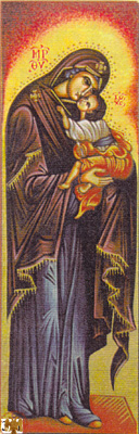 Holy Virgin Mary Panagia Glykofilousa Full-Length Wooden Icon on Canvas