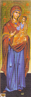 Holy Virgin Mary Panagia Giatrissa Full-Figure Byzantine Wooden Icon on Canvas