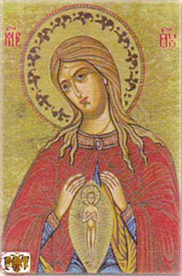 Holy Virgin Mary Panagia Midwife Byzantine Wooden Icon on Canvas